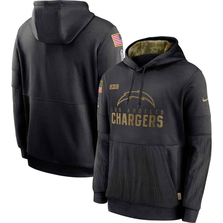 Men Los Angeles Chargers Black Salute To Service Hoodie Nike NFL Jerseys